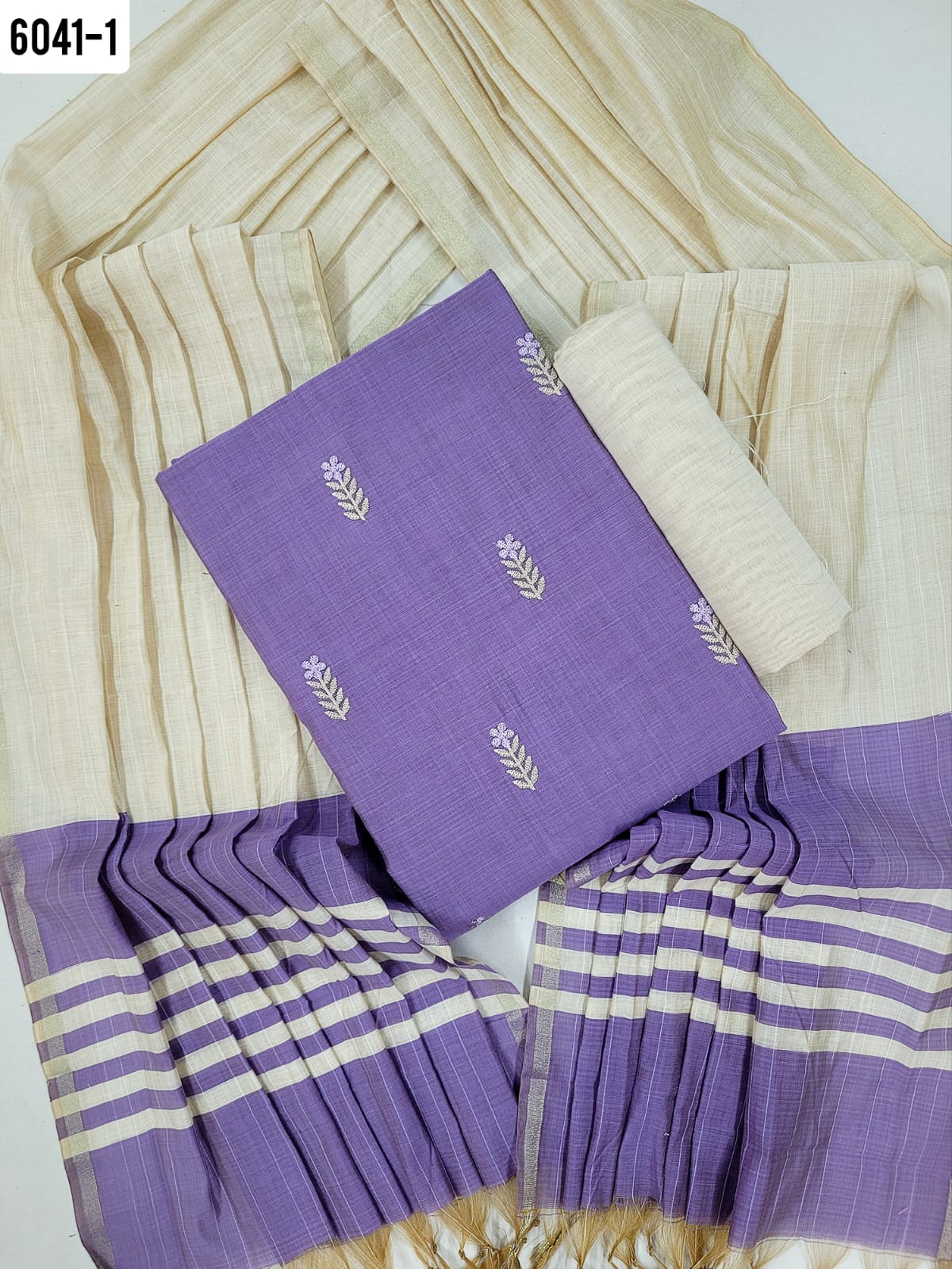 Office Wear Raw Silk Floral Design - Light Palette