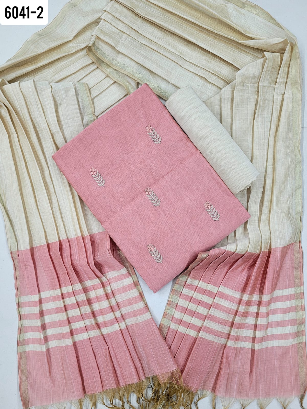 Office Wear Raw Silk Floral Design - Light Palette