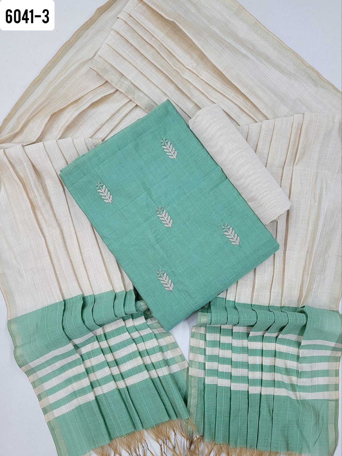 Office Wear Raw Silk Floral Design - Light Palette