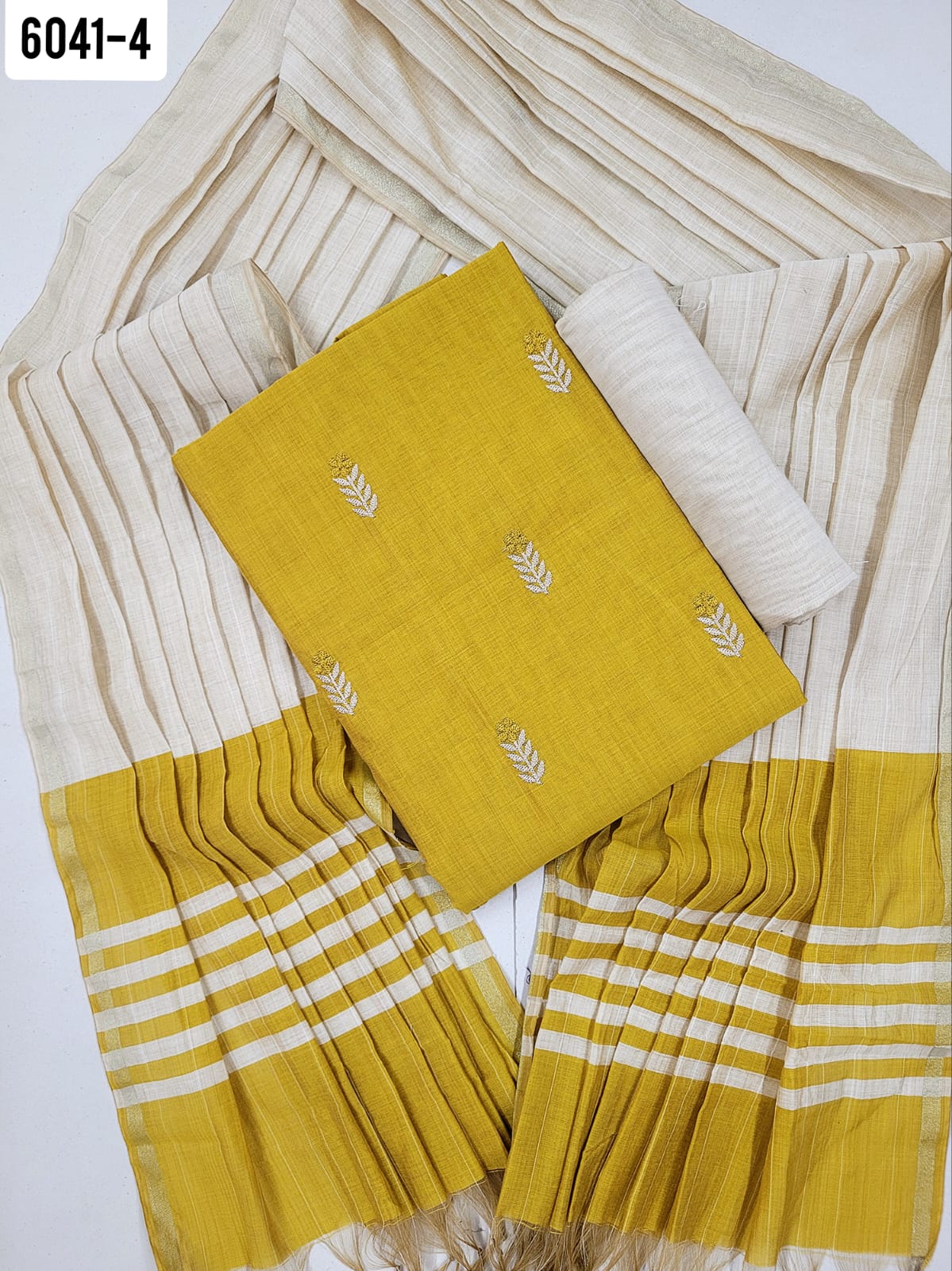 Office Wear Raw Silk Floral Design - Light Palette