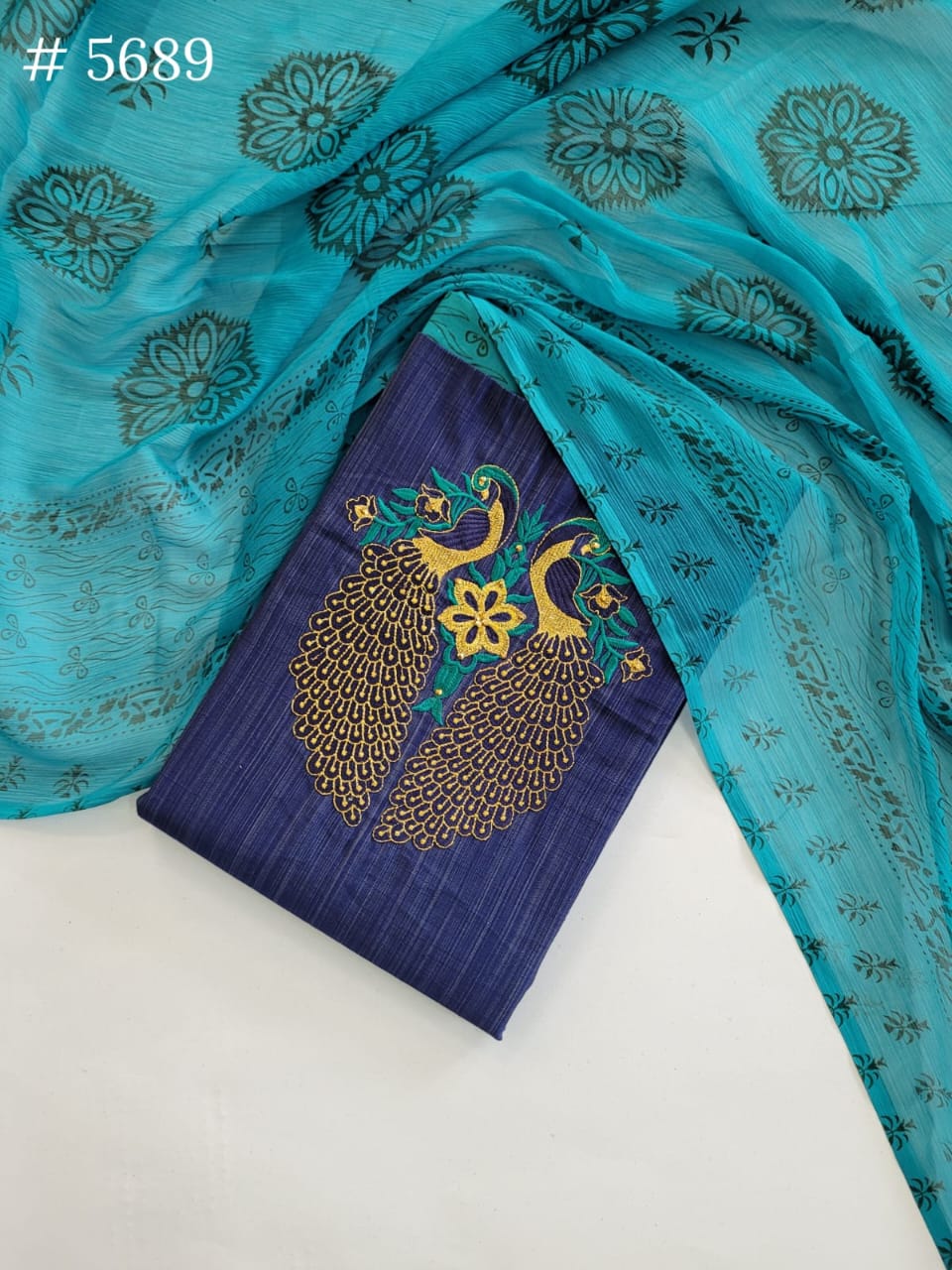 Peacock Raw Silk Suits - 5689