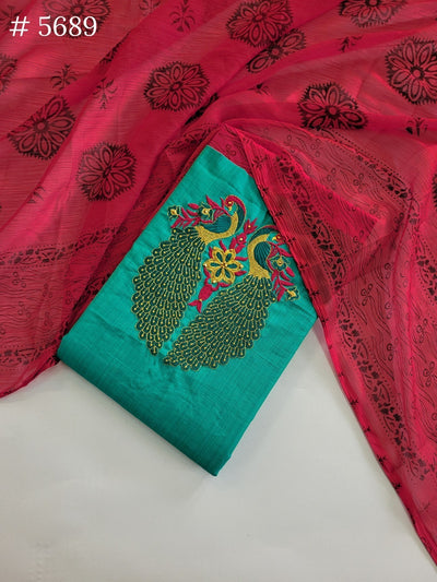 Peacock Raw Silk Suits - 5689