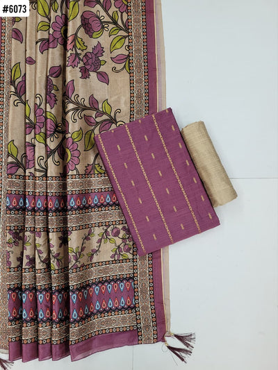 Traditonal Raw Silk with Kalamkari Dupatta